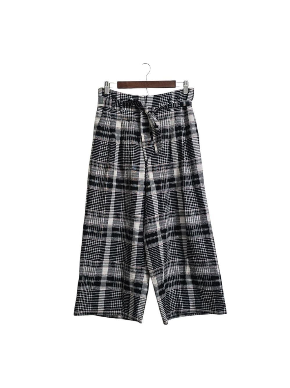 Anthropologie ett:twa Luca Plaid Cropped Wide Leg Pants Sz 8